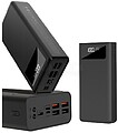 Powerbank 30000mAh - Função Linterna - 4 Saídas USB-A - Entradas microUSB, USB-C e Lightning - Ecrã LCD - Carregamento Rápido - Resistente XO PR123