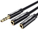 Cabo de Ligação Estéreo Jack 3.5 Macho a 2x Jack 3.5 Fêmea - 0.3m - Cor Preta BBSBY