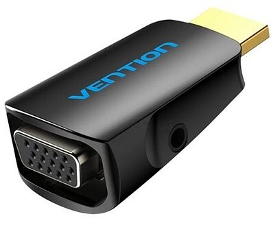 Adaptador Conversor HDMI Macho a VGA Fêmea com Conector de Áudio Jack 3,5mm - Cor Preta