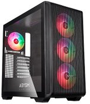 Abysm Danúbio Kamp BX300 Preto Caixa Torre ATX, ITX, Micro ATX - Lateral de Vidro Temperado - 3,5” e 2,5” - USB-A, USB-C e Áudio - 4 Ventiladores ARGB Instalados - Suporta Refrigeração Líquida AB123012