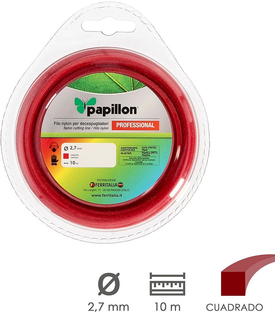 Fio Nylon Corta-relva Quadrado Profissional Ø 2,7 mm. Rolo 10 metros. Fio Nylon Corte Corta-relva Erva, Jardim, Matos Fio Nylon Quadrado Profissional Ø 2,7 mm. Rolo 10 metros