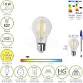 Lâmpada LED Filamento Standard Rosca E27. 10 Watt. Equivalente a 80 Watt. 1521 Lumens. Luz QUENTE 2700º K. Lâmpada LED Filamento Standard Rosca E27. 10 Watt. Equivalente a 80 Watt. 1521 Lumens. Luz QUENTE 2700º K