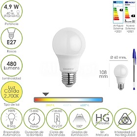Lâmpada LED Filamento Globo Mini Rosca E14. 4,5 Watt. Equiv...