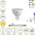 Lâmpada LED Dicróica Rosca GU 5.3/ MR16. 5 Watt. Equivalente a 40 Watt. 405 Lumens. Luz Quente (3000º K.) Lâmpada LED Dicróica Rosca GU 5.3/ MR16. 5 Watt. Equivalente a 40 Watt. 405 Lumens. Luz Quente (3000º K.)