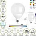 Lâmpada LED Esfera Globo E27. 13,5 Watt. Equivalente a 100 Watt. 1521 Lumens. Luz Fria 6500º K. Lâmpada LED Esfera Globo E27. 13,5 Watt. Equivalente a 100 Watt. 1521 Lumens. Luz Fria 6500º K