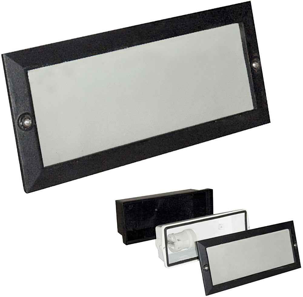 Plafón Encastrar Rectangular Preto
