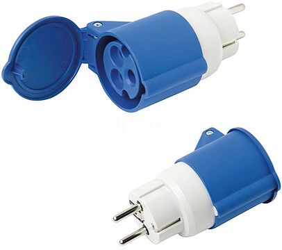Adaptador industrial Schuko-cetac 2P simples com tampa