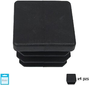 Ponteira QUADRADA Interior PRETO 30x30 mm. Blister 4 peças