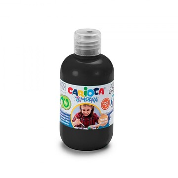 Botella de Tempera Carioca 250ml - Cores Laváveis - Fáceis de Misturar - Aplicável em Materiais Porosos - Alta Opacidade - Cor Preta CA40424/02