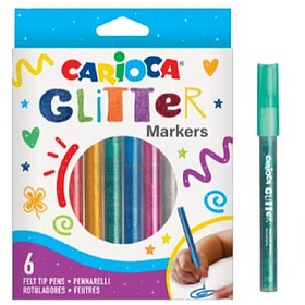Carioca Glitter Caixa 6 Canetas - Ponta Ø 1mm - Tinta Líqu...