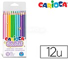 Pacote Carioca de 12 Lápis de Madeira Pastel - Cores Pastel - Corpo Hexagonal - Cores Brilhantes e Laváveis - Traço Suave - Grafite Ø 3.3mm Seguro e Resistente a Quedas - Cor Vários CA43034