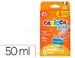 Carioca Tempera Baby Pack de 8 Botes de Pintura de Dedos 2+ - Lavável - Atóxica - sem Odor - Máxima Criatividade e Divertimento - Cores Várias CA43174