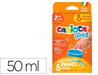 Carioca Tempera Baby Pack de 8 Botes de Pintura de Dedos 2+ ...