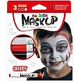 Carioca Máscara Creepy Pack de 3 Cores para a Pele - Cores Brilhantes - Laváveis - Base Água - Inclui Dois Tutoriais Passo a Passo - Cores Branco, Vermelho e Preto CA43491