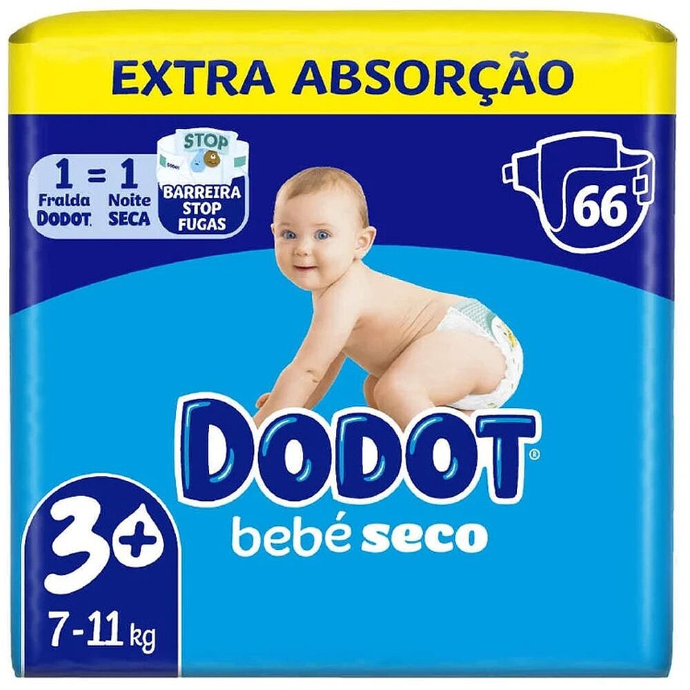 Fraldas Dodot T3+ (7-11kg) Bebé Seco 66un 6831688