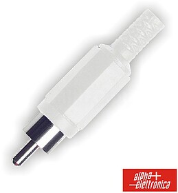 G-17-50 : FICHA RCA MACHO BRANCA PVC C/ PROTECÇÃO DE CABO