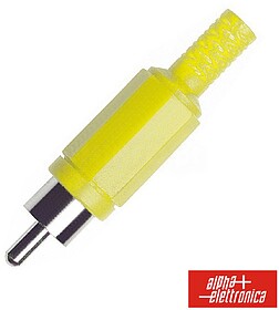 G-17-60 : FICHA RCA MACHO AMARELA PVC C/ PROTECÇÃO DE CABO