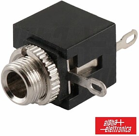 30/1 : Ficha Jack 3.5mm Fêmea P/Chassis Preto Mono