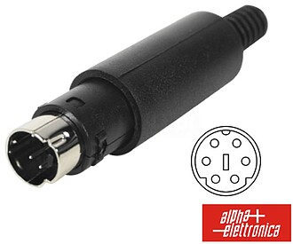 G-42-20 : FICHA MINI DIN 6P MACHO ISOLADA PVC P/ SOLDAR