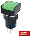 Comutador Pulsador Quadrado 230V 2 NA 2 NF Verde Bipolar G-330-048-4