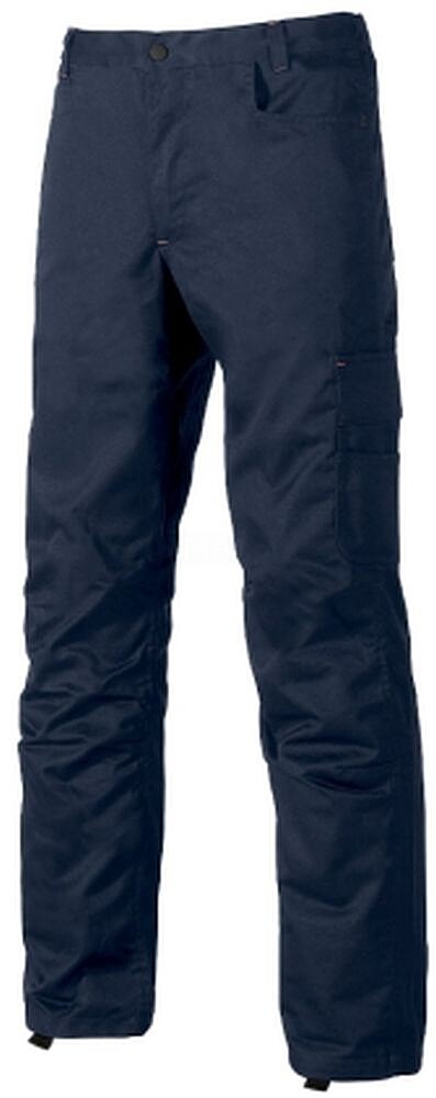 Upower Alfa Calças de Trabalho Funcionais - Tamanho 44 - Múltiplos Bolsos, Porta-martelo, Bolsos para Joelheiras, Cintura Elástica, Proteção DPI1 - Cor Azul Marinho WST068DB-44