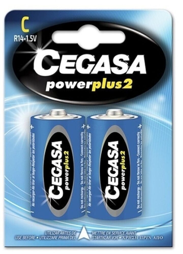 Cegasa Power Plus Pack de 2 Pilhas R14 C - Pilhas Alcalinas para Aparelhos de Baixo Consumo CE000014