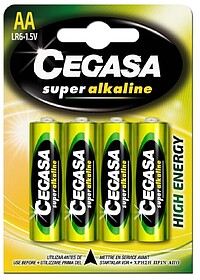 Pilhas CEGASA Super Alcalina LR6 AA Blister 4 Unidades 00015...