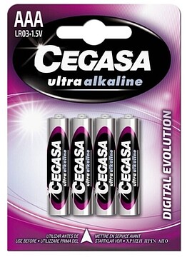 Cegasa Ultra Alcaline Pack de 4 Pilhas LR03 AAA - Alta Tecnologia - Mais Capacidade, Potência e Desempenho CE000190