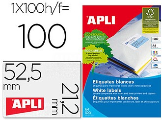 Etiquetas adesivas APLI 1284 medidas 52,5 x 21,2 mm para fot...