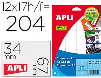 Etiquetas A5 Brancas 12,0 x 30,0mm 15 Folhas