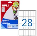 Pack de 420 Etiquetas Rectangulares 20x50mm - 15 Folhas A5 com 28 Etiquetas - Adesivo Permanente - Cantos Arredondados - Cor Branca