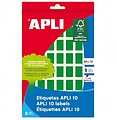 Etiquetas 10 Verdes 12 x 18mm 8 Folhas