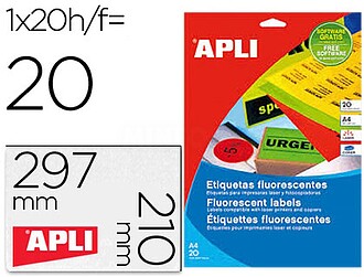 Etiquetas Verdes Fluorescentes Permanentes 210,0 x 297,0mm 2...