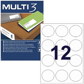 Pack Multi3 de 1200 Rótulos Redondos de 60mm de Diâmetro -...