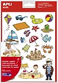 Apli Gomets Temáticos da Praia - 264 Gomets em 12 Folhas - Ilustrações de Animais e Objetos da Praia - Adesivo Removível - Ideal para Escolas - Adesivo Base Água - Livre de Solventes - Colorido 11447