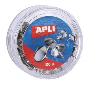 Apli Caixa de 100 Chinchetas Niqueladas Ø 10mm - Cabeça Ar...