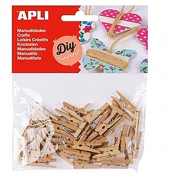 APL13478: Mini Molas para Papéis de Madeira 45 unid