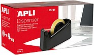 Apli Trade Porta-rolos para Fita Adhesiva de 33 e 66 Metros - Lâmina Serrilhada - Base de Borracha Antiderrapante - Cor Preta 13741
