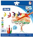 Pacote Milan de 24 Lápis Triangulares Aquareláveis + Pincel - Grafite 2.9mm - Traço Uniforme - Resistente à Rutura - Cores Sortidas 0742324