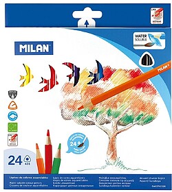 Pacote Milan de 24 Lápis Triangulares Aquareláveis + Pince...