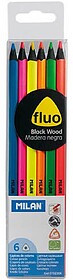 Pack de 6 Lápis Triangulares Fluo Milan - Grafite 2.9mm - E...