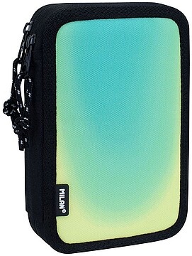 Milan Sunset Plumier de 2 Andares com 2 Borrachas, Afiador, Lápis, Caneta Esferográfica Compacta, Régua, 12 Lápis de Cores e 18 Marcadores - Preto/Verde 081264SNK1GR