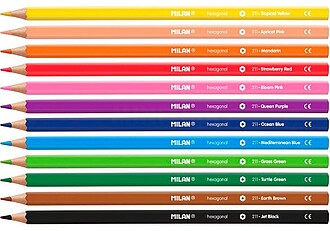 Pacote de 12 Lápis Hexagonais de Cores - Grafite 2.9mm - Tr...