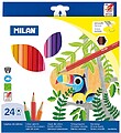 Pacote Milan de 24 Lápis Hexagonais de Cores - Grafite 2.9mm - Traço Uniforme - Resistente a Quebras - Cores Sortidas 80024