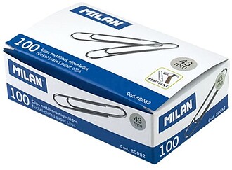 Milan Caixa de 100 Clips Niquelados 43mm 80082