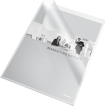 Esselte 30Q Caixa de 100 Pastas Uñero - Formato Folio - PVC Flexível - Espessura 140 Micras - Cor Transparente 46024
