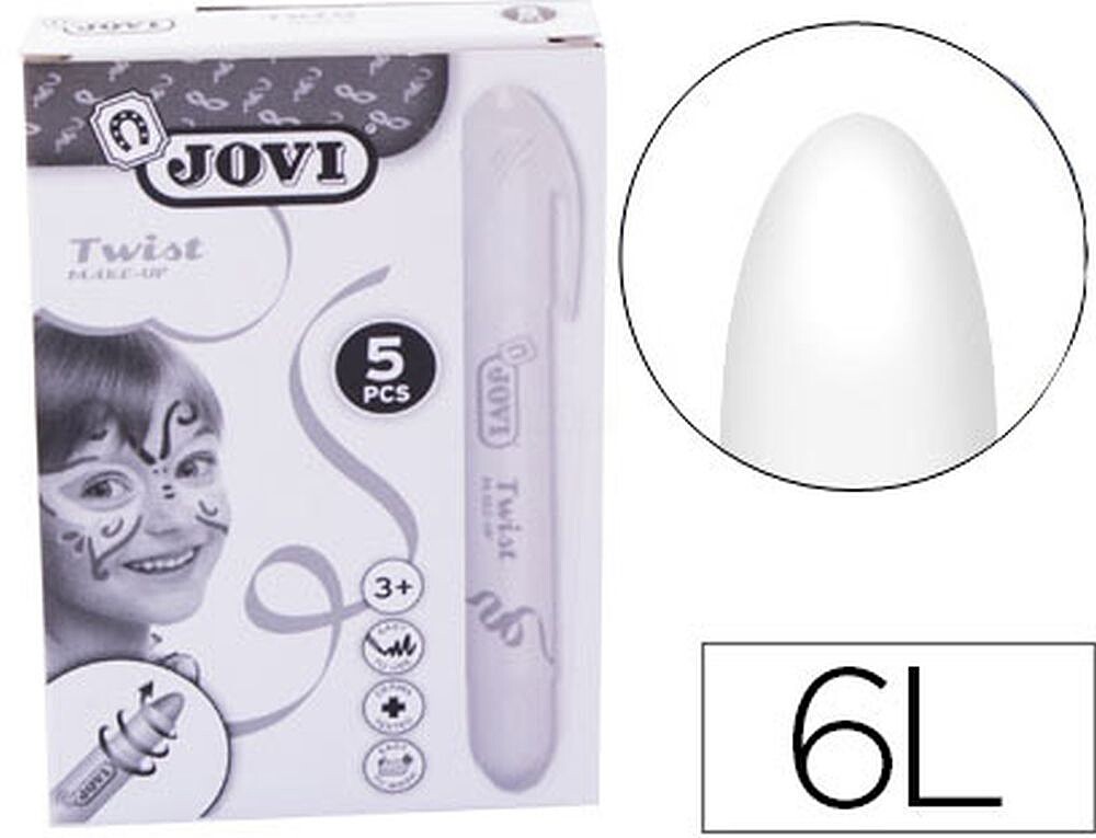 Bastão Jovi Twist para Pintura Facial - Hipoalergénico - Base Água - Fácil Aplicação - Grande Cobertura - Secagem Rápida - Fácil de Remover - Livre de Parabenos e Alergégenos - Cor Branca 19101