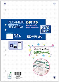 Pacote de Recambio Oxford School A5 Pontos 80 Folhas - Papel...