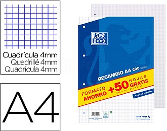 400207629 : Recarga oxford din a4 200 + 50 folhas gratis qua...
