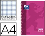 Oxford Europeanbook 1 Caderno Espiral Formato A4+ Quadriculado 5x5mm - 80 Folhas - Faixa de Cor - Capa Dura Brilhante - Cor Fúcsia 100430270